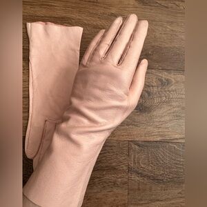 Vintage Pink Genuine Leather Elegant Light Pink Gloves